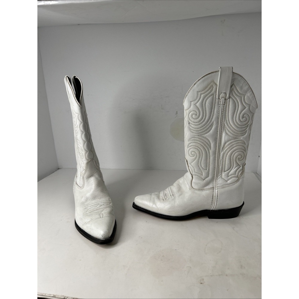 Vittorio Ricci Studio Womens White Leather Western Boots Size 6.5